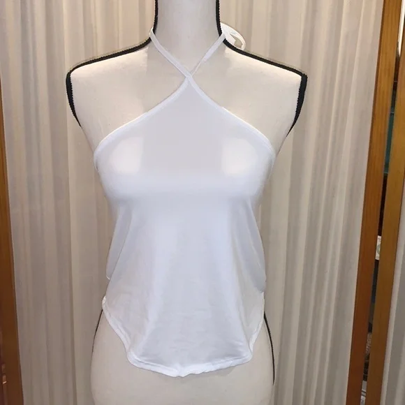 Womens White Crop Shirt, Size L - Picture 1 of 2